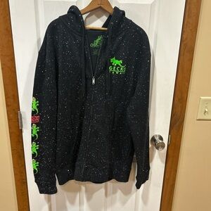 Gecko Hawaii Black Hoodie with Green Accents